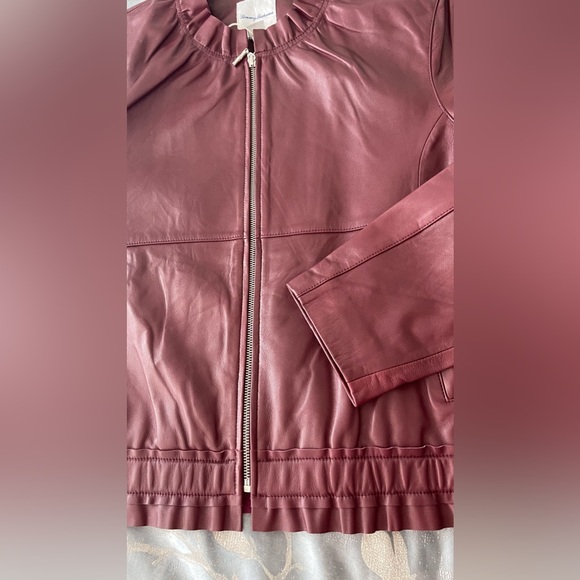 New Genuine Leather Tommy Bahama Burgundy Woman Jacket Full Zip - Picture 13 of 16